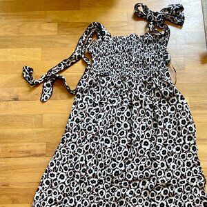 Women's Smocked Tie Strap Neutral Poppy Midi Dress - DVF // NWT